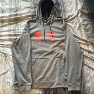 Under Armour Hoodie Mens 2XL Gray Sweatshirt Loose Cold Gear Drawstring Logo